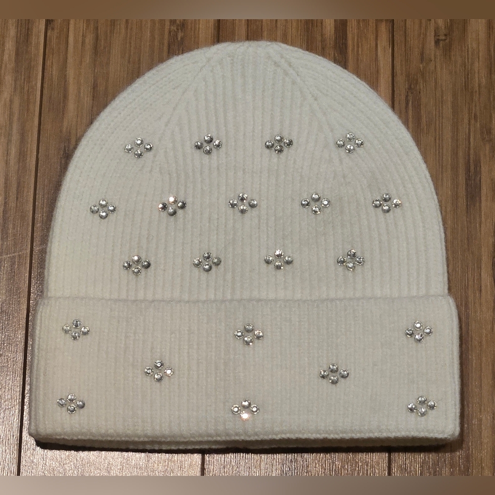 Lucky Zone White Beanie with Silver Accents